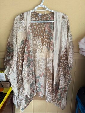 Target Floral Boho Kimono Jacket - Cream & Brown